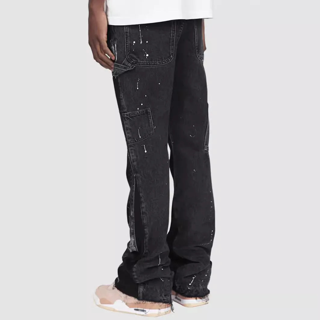 Washed Jeans Men Vintage Ankle Length Trousers