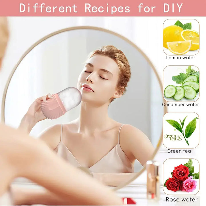 Ice Face Roller Facial Skincare Ice Roller Set, Stainless Steel Facial Roller Gua Sha Face Tool Face Massage Roller Mold Cube