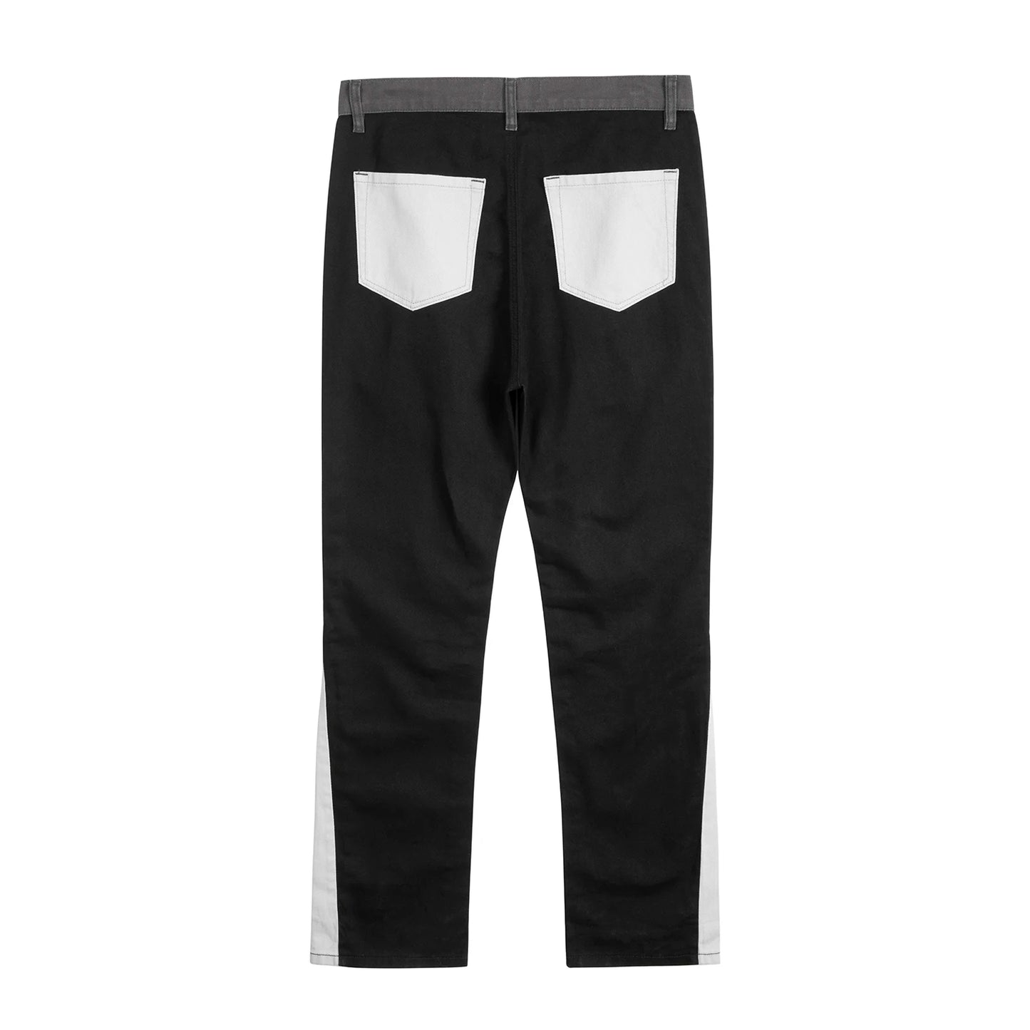 American Fashion Embroidery Black Gray Color Block Jean